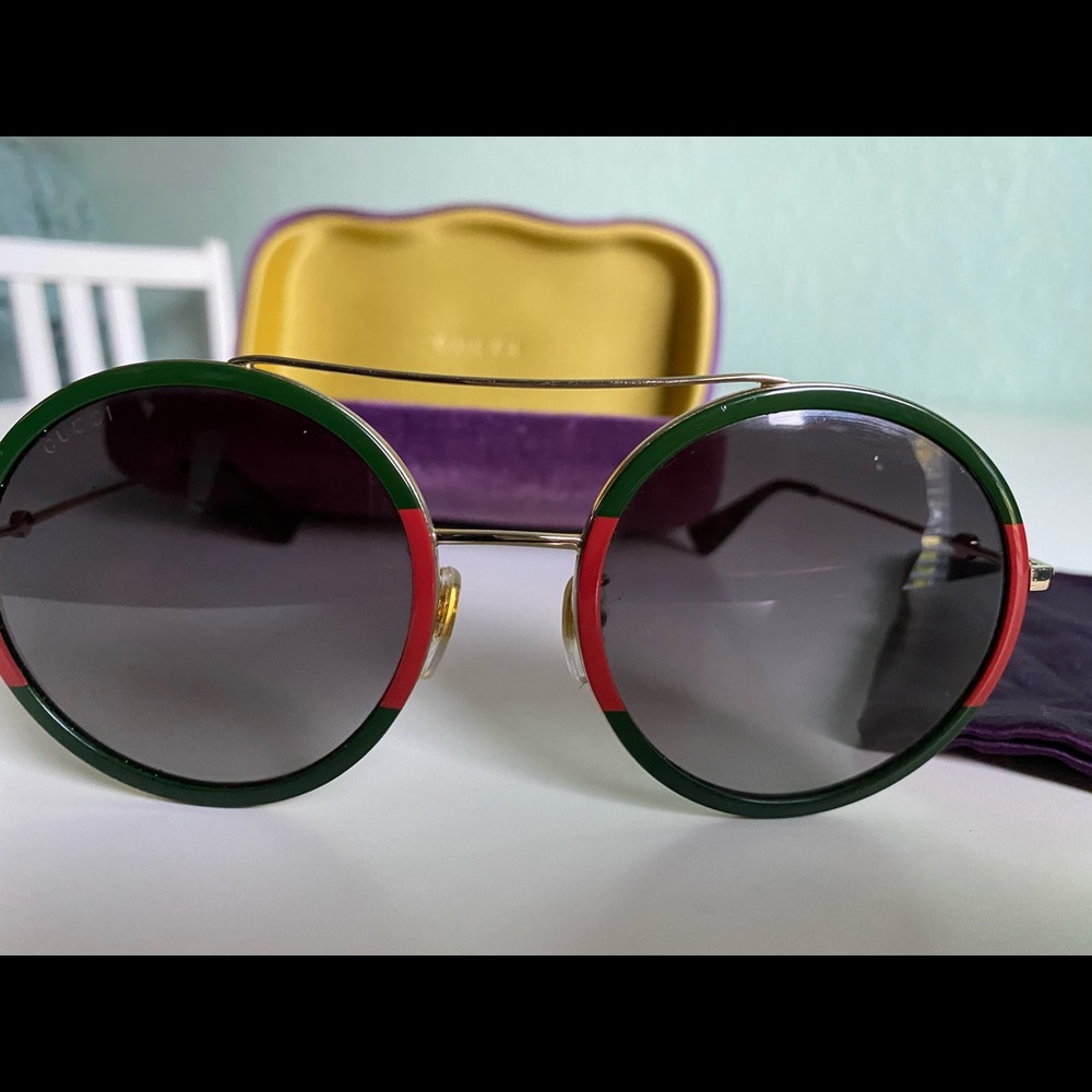 Gucci Round-Frame Metal Sunglasses